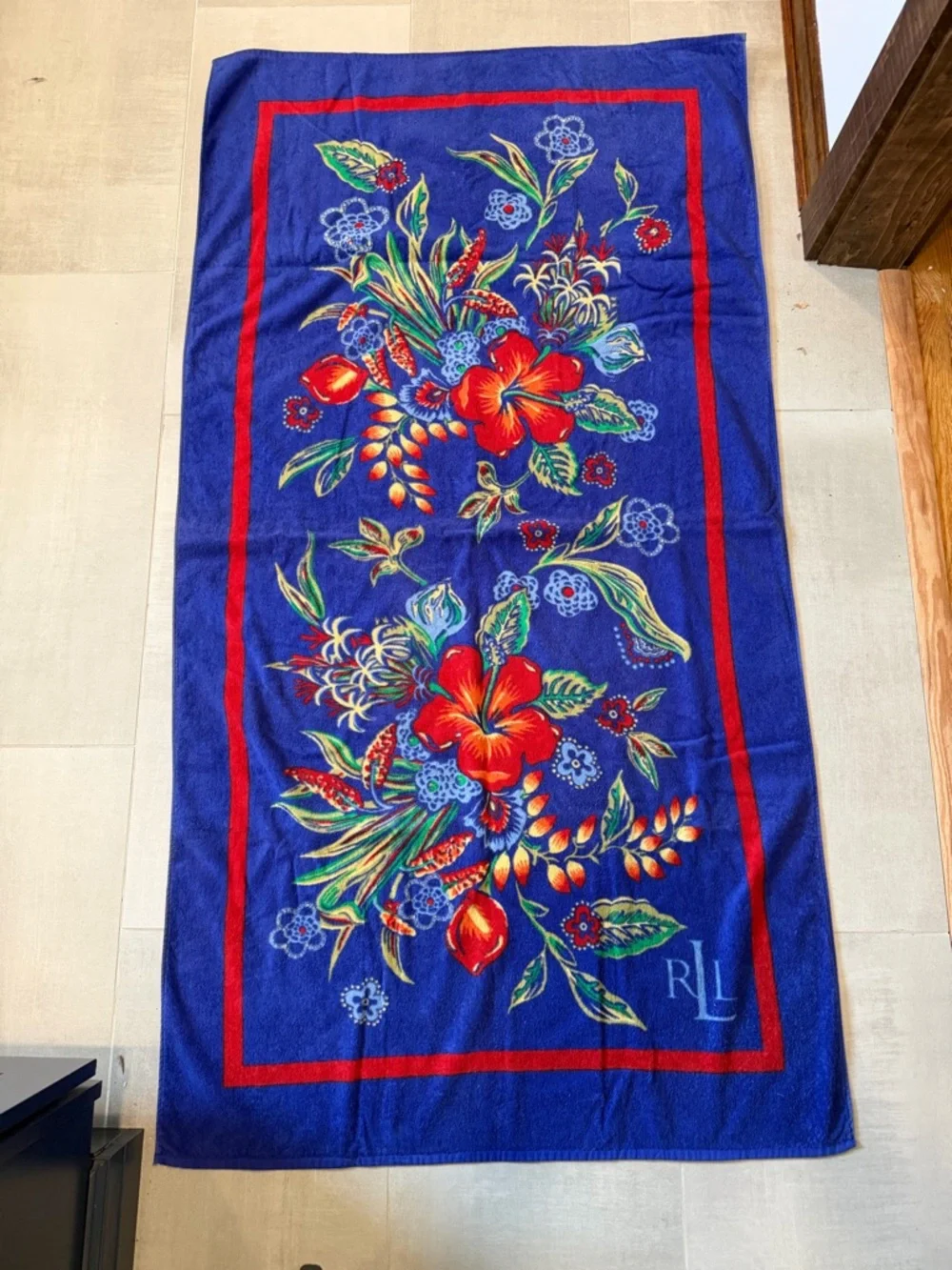Vintage Ralph Lauren Tropical Hibiscus Oversized Towel (66x35)